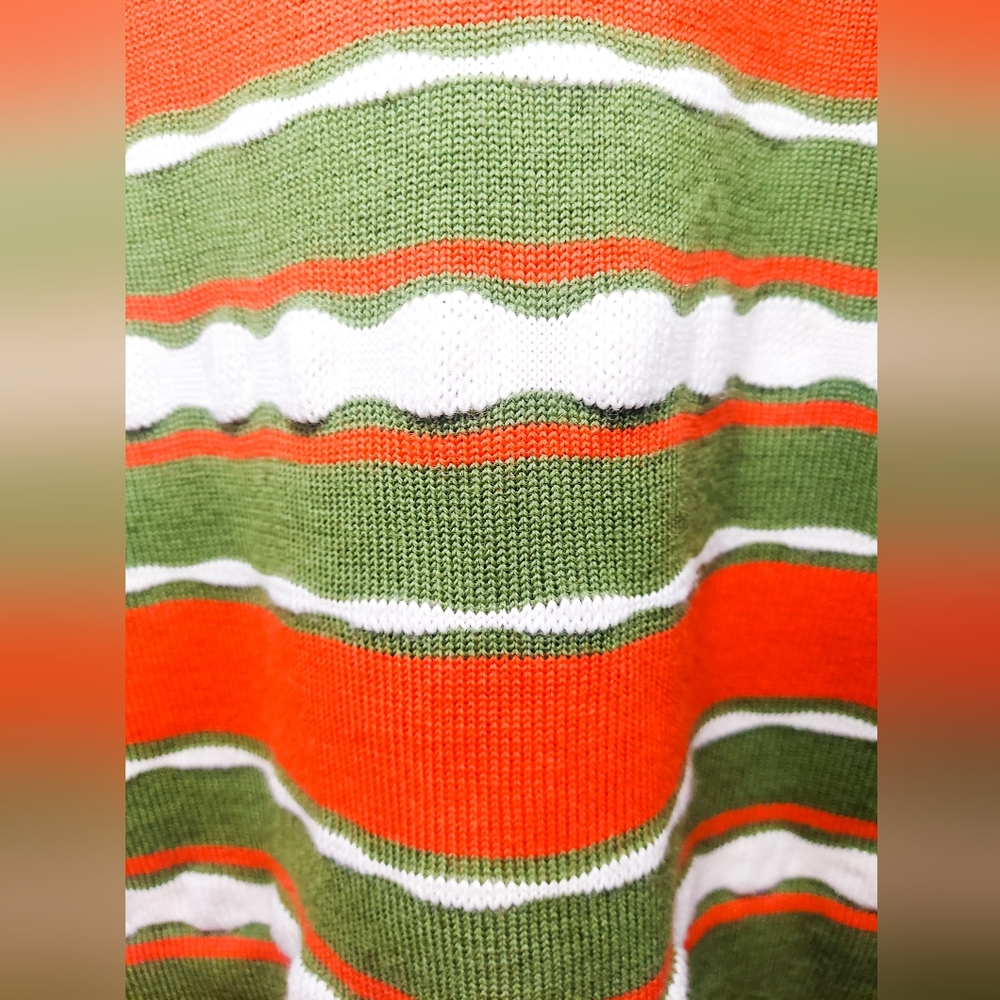 Vintage 1960s Mod Turtleneck Sweater Dress | 60s Colorblock Striped Wool Dress - Picture 9 of 10